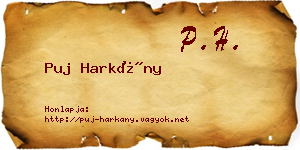 Puj Harkány névjegykártya